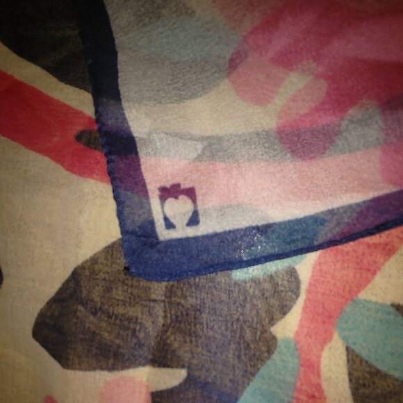 Vintage Italian Floral Polyester Scarf Bold Pink Blue Design 27 by 27 Inches - Picture 11 of 11